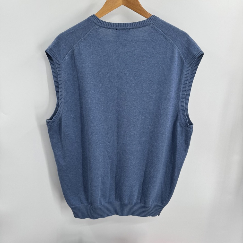 Jos A Bank Sweater Vest Mens XL Blue Pima Cotton V‎ Neck Pullover Grandpa Preppy - Picture 2 of 5